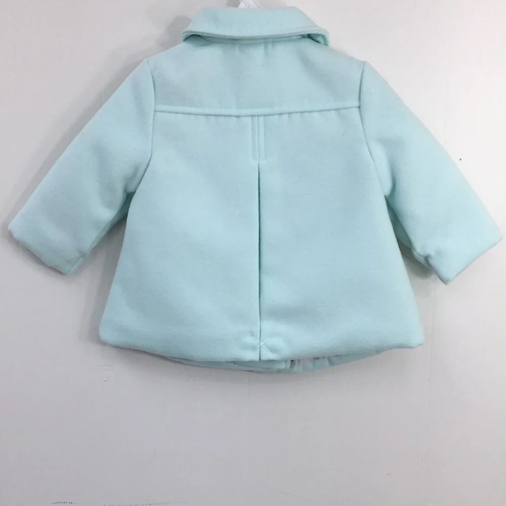 Little Me Girls Mint Green Dress Pea Coat With Bows Size 12 M NEW Without Tags